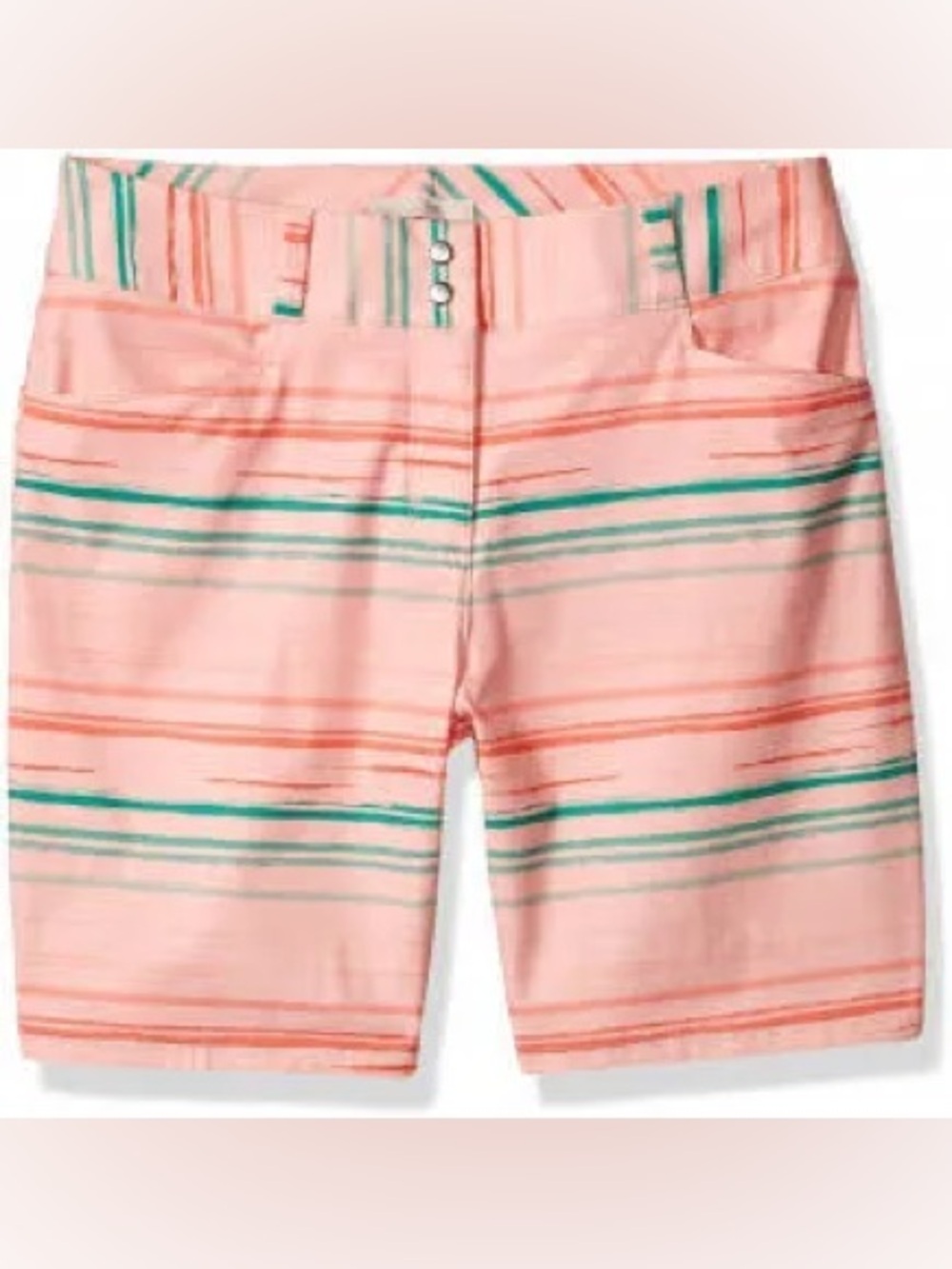 Adidas Golf Women's Essentials Painted Stripe Shorts Size 10 Orange/Green